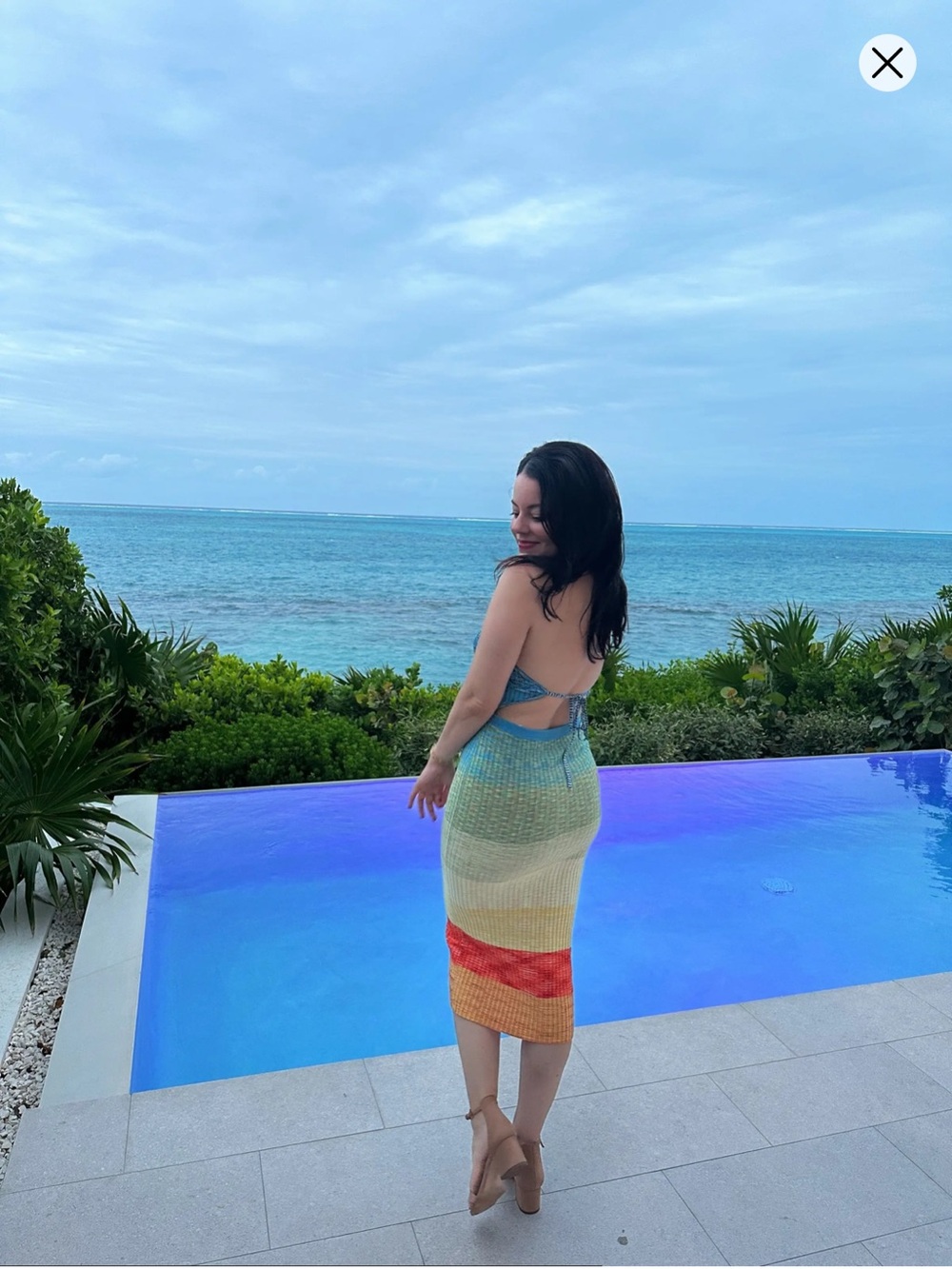 Staud Edesia Rainbow Stripe Knit Midi Dress